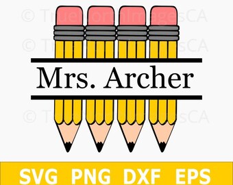 Pencil SVG / Teacher SVG / Pencil Monogram / Split Monogram SVG / Teacher svg Files / Teacher Gift / svg Files for Cricut / Silhouette
