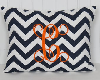 Chevron Monogrammed Pillow Decorative Throw Pillow Cover Personalized Home Decor 12 x 16 Baby Gift Dorm Decor