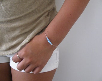 Blue opal bracelet, opal bracelet, opal bead bracelet, opal silver, silver bracelet, opal jewelry, minimalist bracelet, ball br