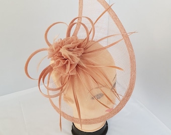 Large Headband Hat Fascinator Weddings Ladies Day Race Royal Ascot - NUDE COLOR