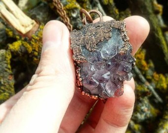 Handmade copper / raw gem / witch wiccan / raw gem / hippy / crust punk / witchy / witchcraft / punk gift / occult / goth pendant / jewelry