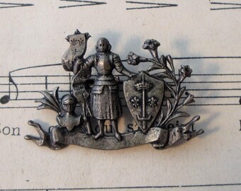 Antique French Art Nouveau Joan of Arc Pin / Brooch c1920