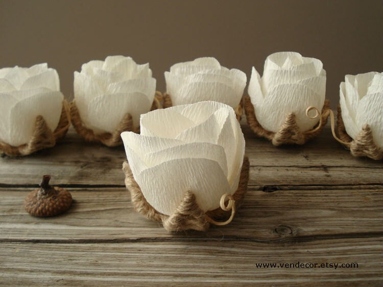 Rustic Wedding Decor Paper Table Flowers Set Of 8 Rustic Wedding Decor Paper Table Flowers Set Of 8