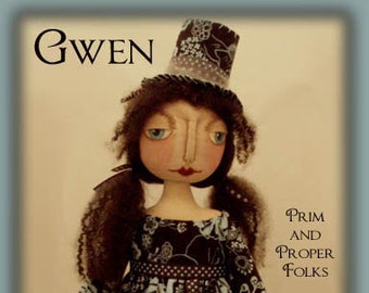 Gwen - for the love of bluebirds - Primitive Folk Art doll epattern