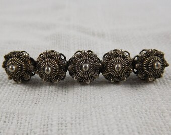 Vintage Dutch Silver Zeeuwse Knop Rondel Bar Pin