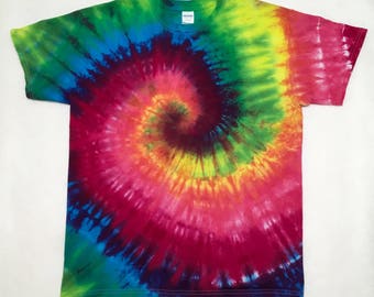 Hand Tie Dyed Adult L Ready to Ship Hippie Retro Large T-Shirt #01162