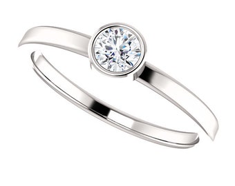 14K White 1/4 CT Stackable Diamond Ring
