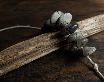 Ceramic beads; handmade; artisan beads; primitive earthy