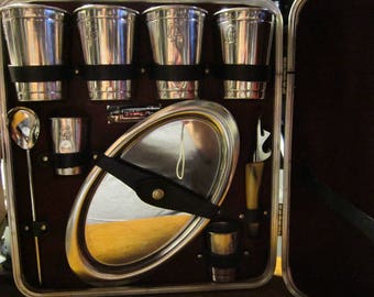 Executair 707 The Original Travel Bar Vintage 1960's Portable Ever-Wear Suitcase Barware Cocktail Travel Collectible Gift