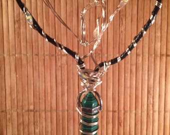 Malachite Quartz Crystal Necklace