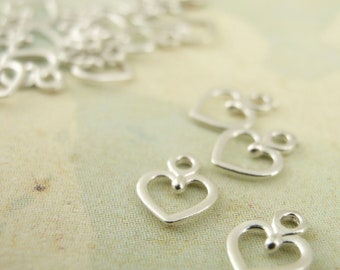 20 Petite Sterling Silver Heart Charms - 100% Guarantee