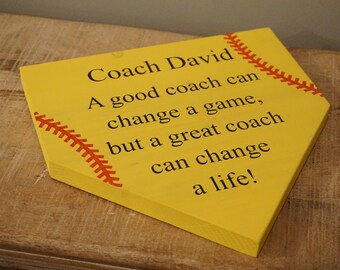 Coaches gift. Thank you coach. Softball coach. Baseball coach. Home plate sign. Baseball sign. Softball sign. Custom sign. Gift for coach.