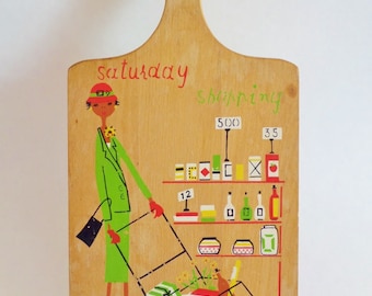 Mid Century Cutting Board and Key Hanger - Saturday Shopping by Milvia - 1960s