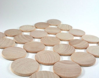 25 Unfinished Wood Discs Coins Circles - 1.5" (3.8cm) Diameter