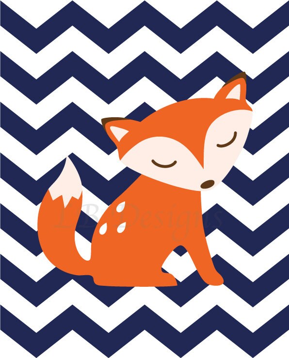 Fox Nursery Decor Orange and Navy Blue Nursery Fox Nursery