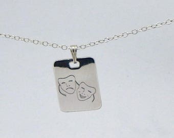 Necklace in Silver 925/1000 engraved "theater masks"