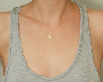 Gold disc necklace - dainty gold necklace - delicate gold necklace - gold circle necklace - simple gold necklace - minimalist necklace