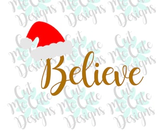 SVG DXF PNG cut file cricut silhouette cameo scrap booking Believe Santa