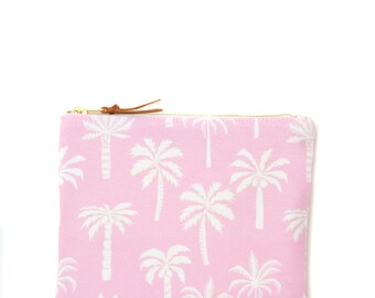 Handmade cluth, purse - Palm trees on pink background