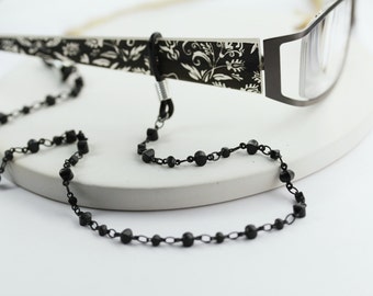 Modern Black Eyeglass Chain, eyeglass chain, glasses chain, eyeglass holder, eye glass chain, eyeglass lanyard, lanyard, eyewear accessory