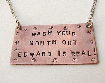 Copper plate with Twilight Edward expression.