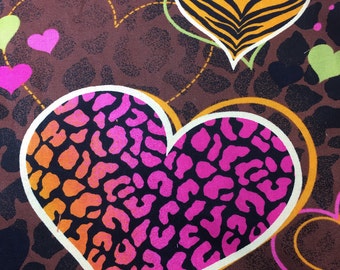 Auto Car Trash Bag or Organizer brown and pink hearts and animal print