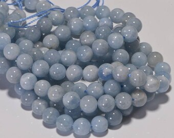 Aquamarine round beads 8mm Natural Gemstone Bead Jewelry Making Supplies