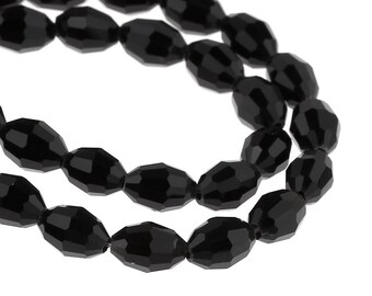 8x6mm JET BLACK Faceted Oval Glass Crystal Beads, about 72 beads, bgl0747b