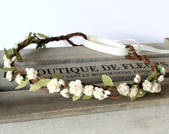 Ivory Flower Crown, Ivory floral crown, wedding flower crown, bridal flower crown, flower girl flower crown, bohemian flower headband boho