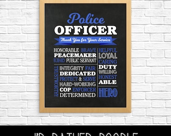 Police Officer Gift - Printable Police Officer Chalkboard Sign - Police Gift - Police Appreciation - Police Officer Printable Gift - Digital