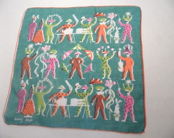 TAMMIS KEEFE handkerchief, hankie / jugglers, jester, circus, magic, harlequin