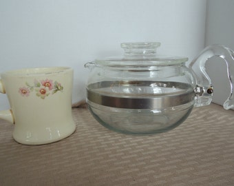Pyrex Flame Ware teapot with lid, 6 cup, Stovetop, Flameware, 8336, Glass tea maker, Vintage, Excellent condition
