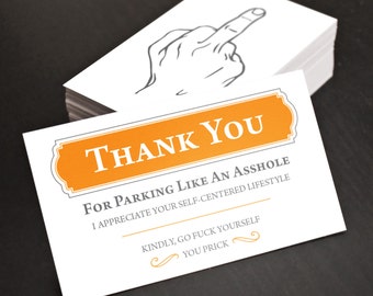Bad Parking Cards! Middle Finger! Funny budget gift for Dad, Man, Him, Boyfriend, Husband, Dad, Brother! Gag Gift, Anniversary or Birthday.