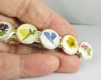 Pressed Flower Hair Clip, Real Flower Jewelry, Resin (1678)