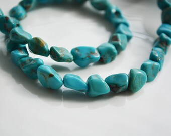 Turquoise Magnesite nugget Beads, 8-13mm, 15 inch strand, 45 pcs, Wholesale new bead supplies, under 6 dollars