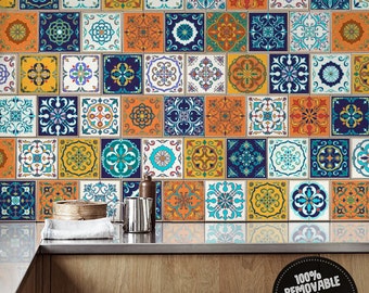 Azulejos Portuguese Tile Stickers, PACK OF 24, Removable, Lisbon, Ceramic, Ornaments, Decorative, Ethnic, Damask, Traditional #24T