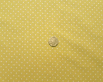 Rose & Hubble 100% Cotton Poplin Fabric - 3mm Polkadot Spot - Lemon - Dressmaking , Quilting, Craft Material