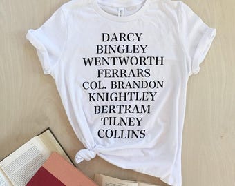 Jane's Men T-shirt - Jane Austen characters - bookish shirt - women's size S, M, L, XL, 2X