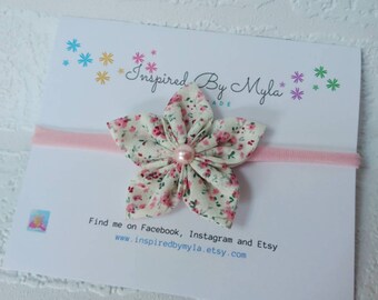 Pink Flower Headband, Baby Headband, Flower Girl Headband, Infant Headband, Photography Prop, Flower Crown, Wedding, Floral Headband