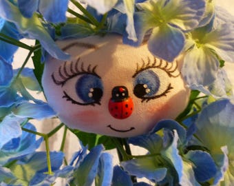 Hortense poupée de chiffon fleur (rag doll, handmade doll, ooak doll, art doll)