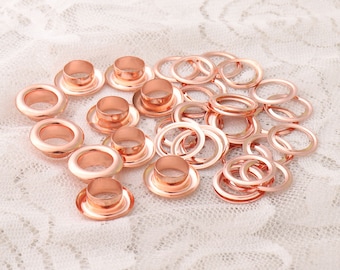 eyelets 13.5*5*7.5mm 100pcs metal copper grommets eyelets rose gold eyelets with washer shoes clothes leather canvas making