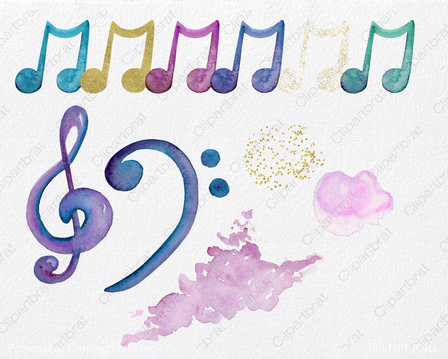 watercolor treble clef