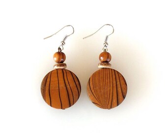 Wooden Disk Earrings