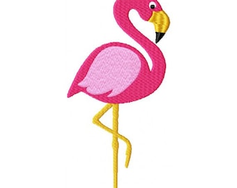 Pink Flamingo Bird Tropical with fill Machine Embroidery Design 4x4 and 5x7 Instant Download