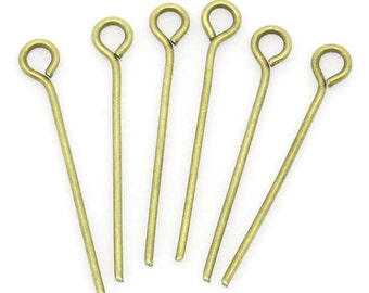 50pc Antique Bronze Eye Pin - 22mm + 21 Gauge - Jewelry Finding, Jewelry Making Supplies, Lead Free Earring, Ships from the USA - HP32