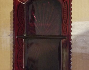 Avon Ruby Red 1876 CAPE COD Collection Divided Condiment/Relish Dish.