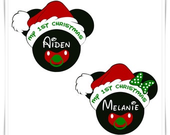 Disney Inspired Christmas Magnets. My 1st Christmas Mickey or Minnie Christmas Magnet. Baby First Christmas.