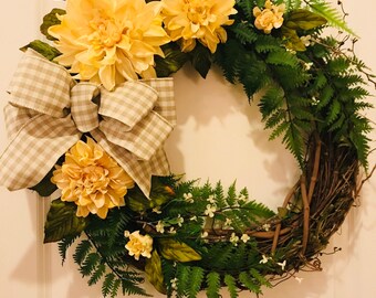 Wreath - Grapevine Yellow Floral