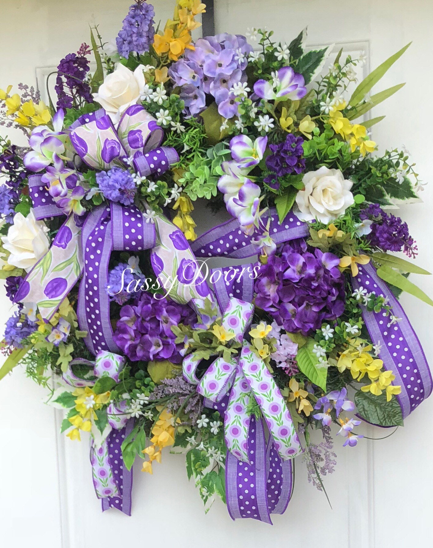 Spring Wreath, Hydrangea Wreath, Wisteria Wreath, Spring and Summer ...