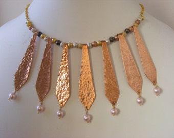 Necklace - Genuine Pearls - Copper